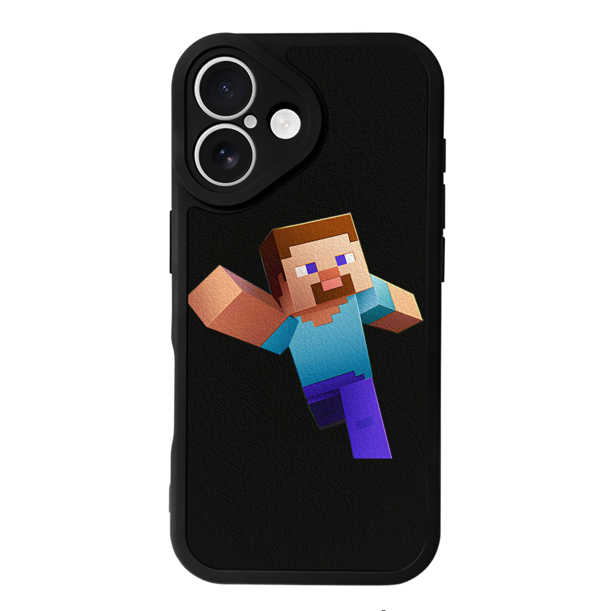 （画像用） マインクラフト ブロックの世界 Minecraft MC Block world 【iPhone 16シリーズ対応】シリコンスマホケース（レザー調） 材質：シリコン